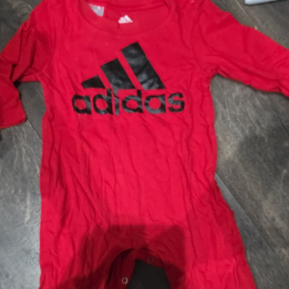 Adidas Kids Red Bodysuit with Black Logo